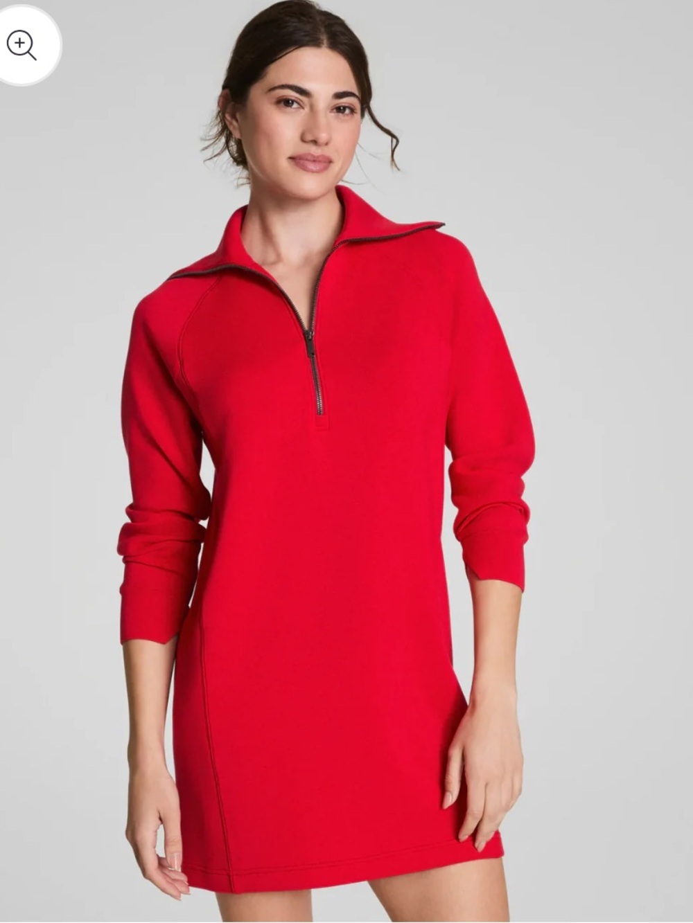 SPANX Air Essentials Half Zip Mini Dress In Red - Picture 10 of 15